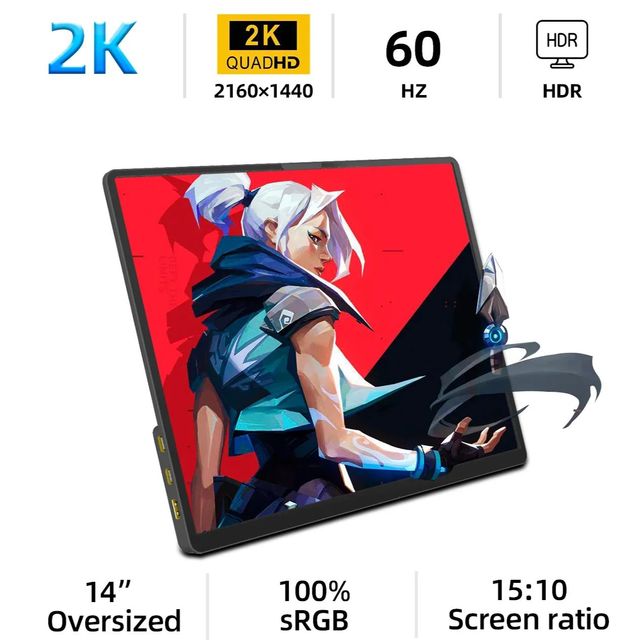 ZSUS — Monitor portátil 2K de 14" 60Hz