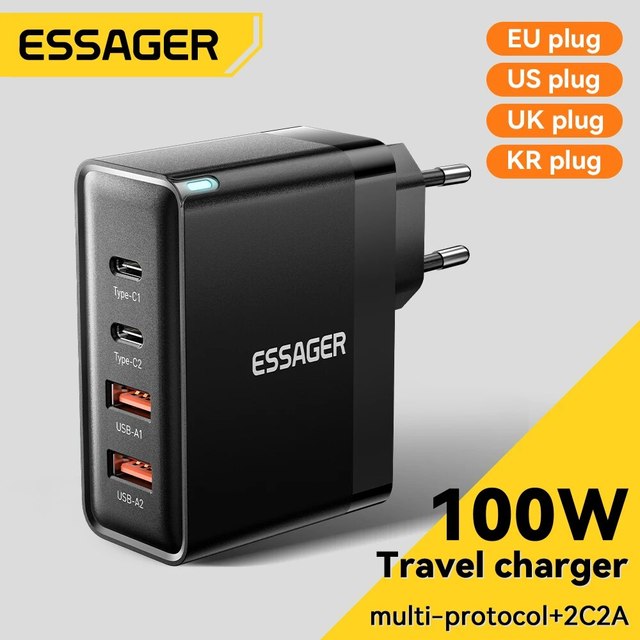 Essager — Cargador GaN 100W con 4 puertos
