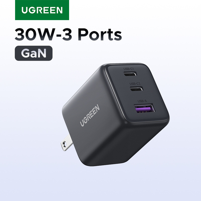 UGREEN — Cargador GaN 30W con 3 puertos