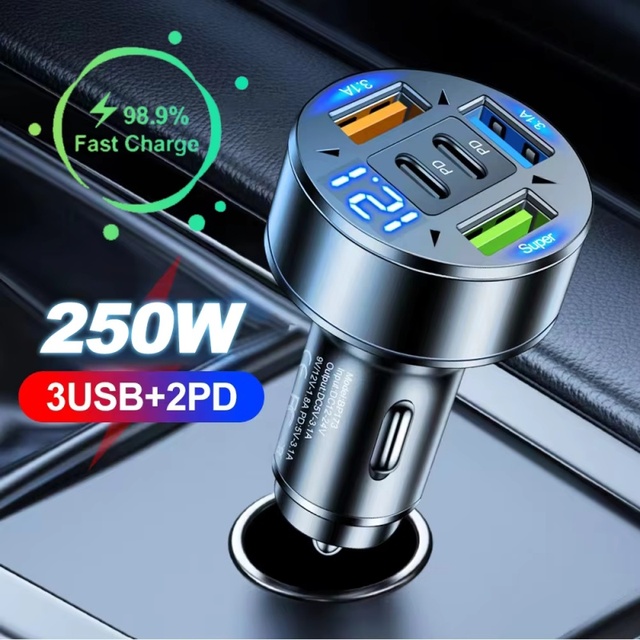 Cargador de carro 5 en 1 con PD y QC3.0