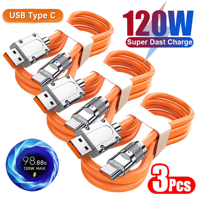 Cables de silicona 120W, paquete de 3