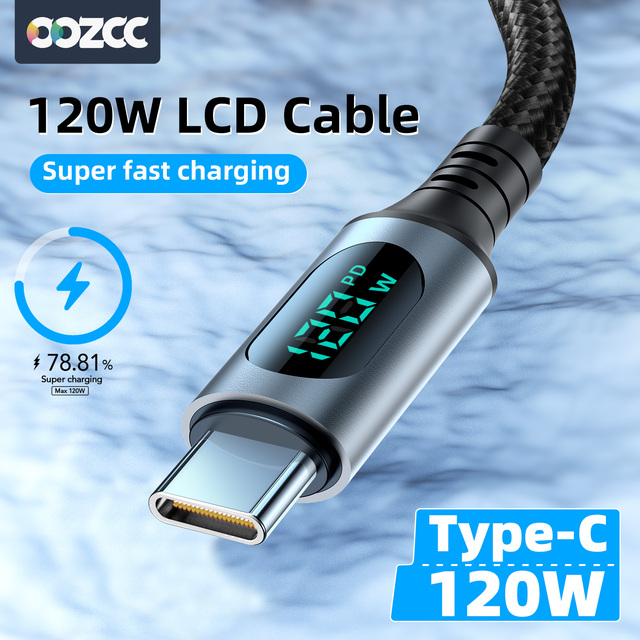 Cable USB-A a USB-C 120W con pantalla
