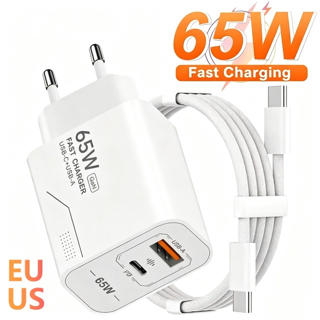 Cargador GaN 65W de dos puertos